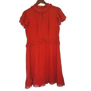 Heritage Pleated Ruffle Neck Dress- Banana Republic Retails $198‎ Size 14